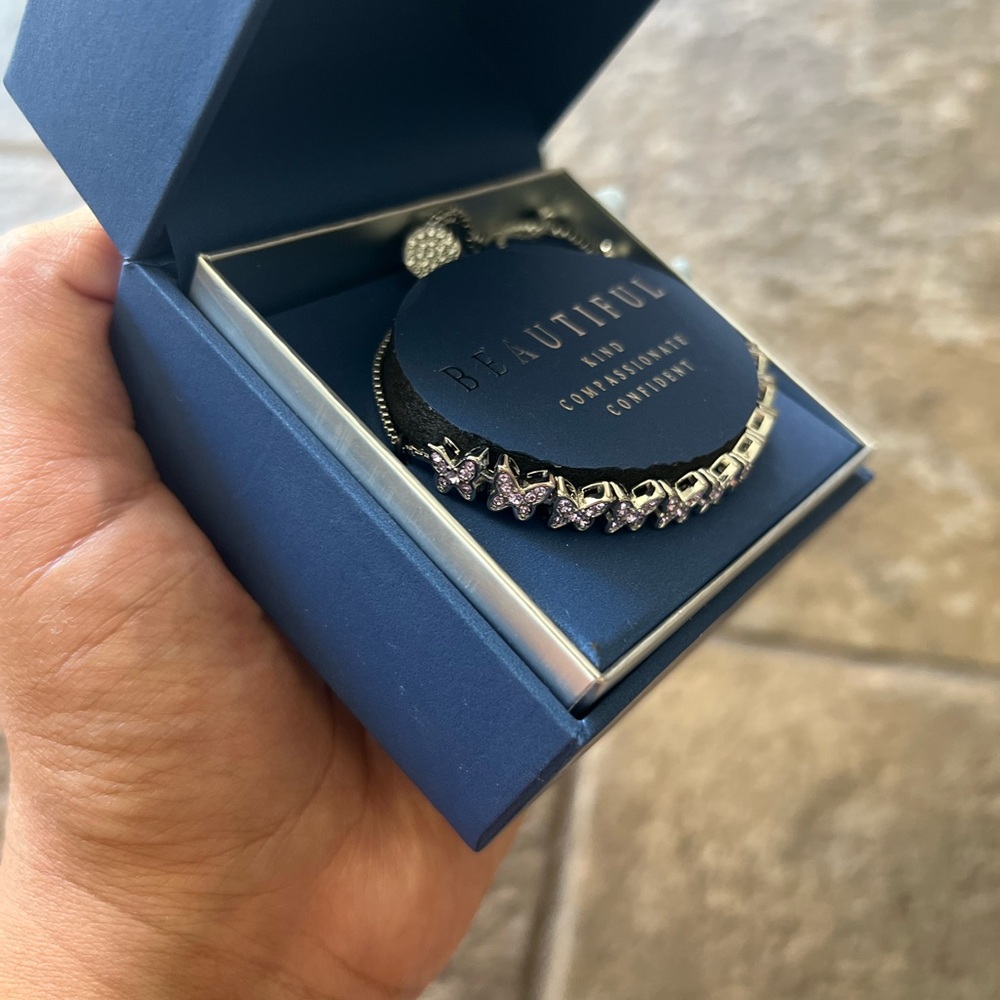 Silver Crystal Butterfly Bracelet